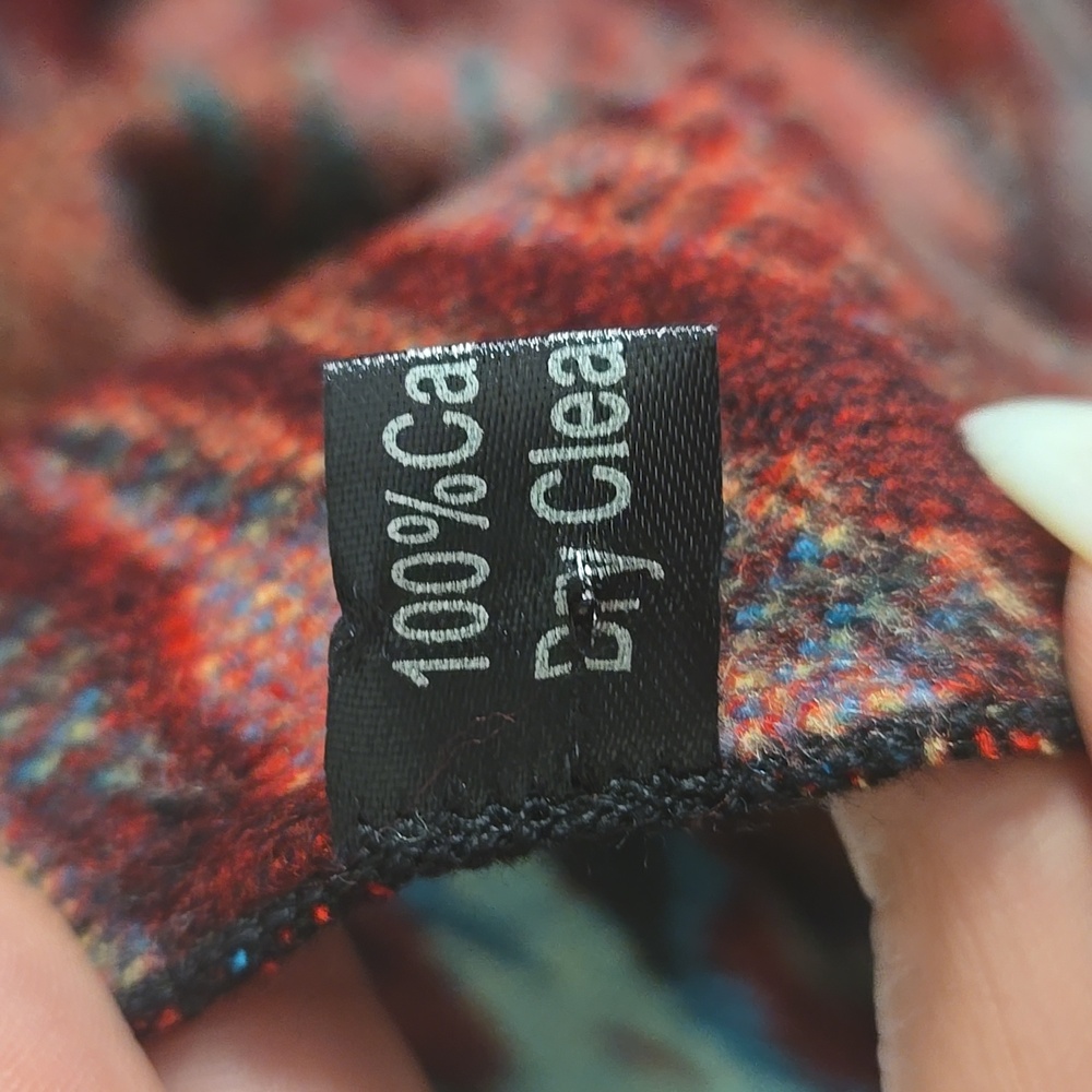 100% Cashmere Waterfall Drape Vest Multicolor Abstract Print Western Heritage - Picture 6 of 8